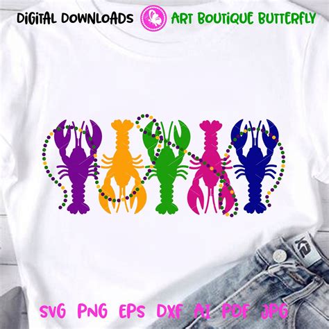 Crayfish Svg Mardi Gras Beads Svg Louisiana Art Mardi Gras Etsy