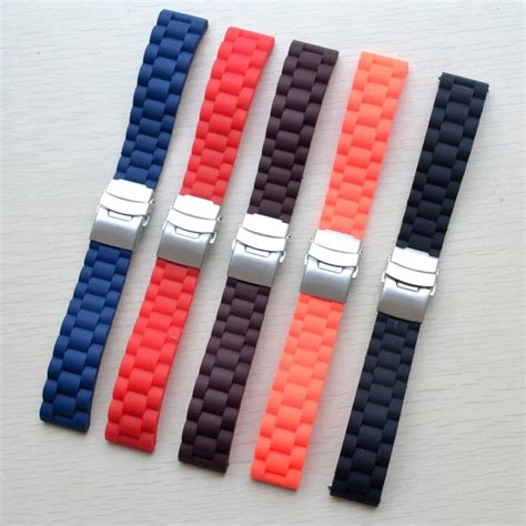 18mm 20mm 22mm 24mm Universal Watch Band Silicone Rubber Link Bracelet Wrist Strap Light Soft