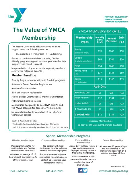 Mason City Family YMCA : Membership : Benefits