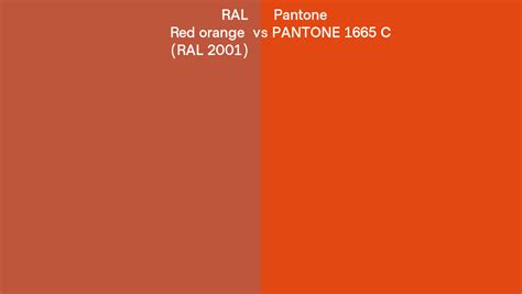 Ral Red Orange Ral 2001 Vs Pantone 1665 C Side By Side Comparison