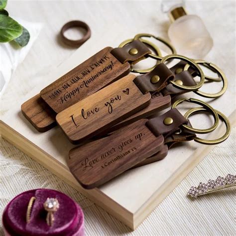 Sublimation Diy Gifts Keyring Laser Engrave Carving Walnut Wooden