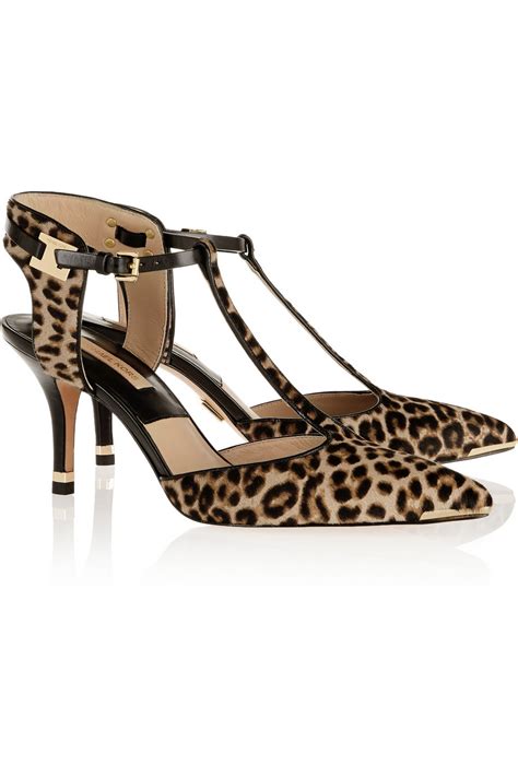 Michael Kors Silvia Leopard Print Calf Hair T Bar Pumps Lyst