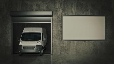 Premium Photo Garage With Opened Roller Door D Rendering