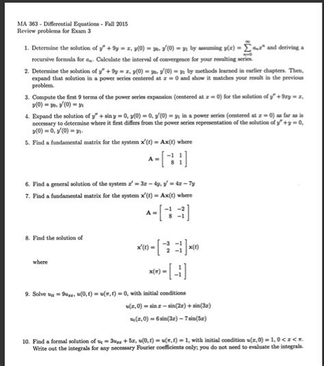 Determine The Solution Of Y 9y X Y 0 Y 0