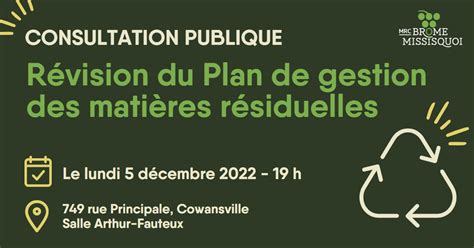 Consultation publique de la MRC sur la révision du Plan de gestion des