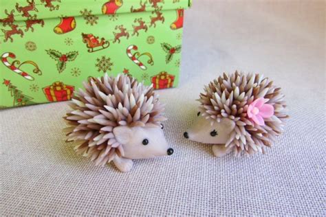 Hedgehog figurine polymer clay Hedgehogs Family Sculpture