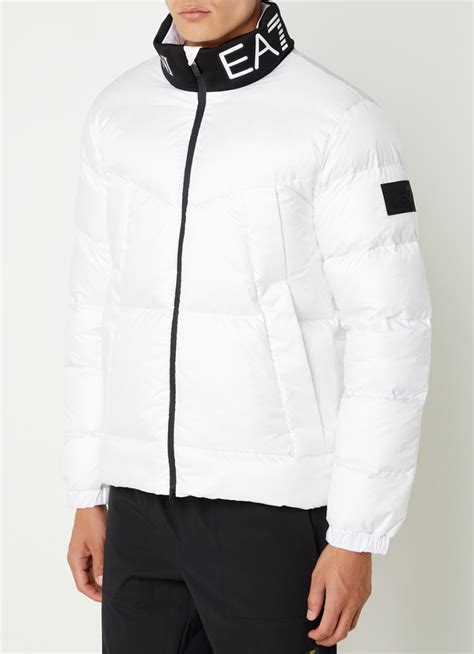 Emporio Armani Puffer Jack Met Donsvulling En Ritszakken • Wit • De