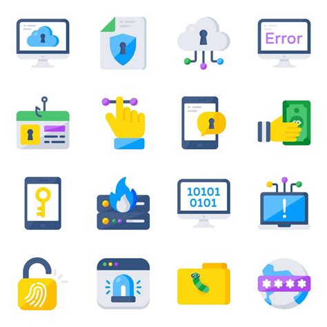 Pack of Cyber Attack Flat Icons 19029518 Vector Art at Vecteezy