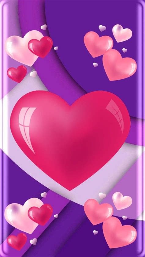 The Heart Is Surrounded By Small Hearts On Purple And Pink Background