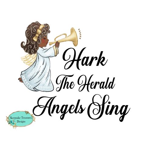 Christmas Hark The Herald Angels Sing Dark Skin Color Angel Etsy