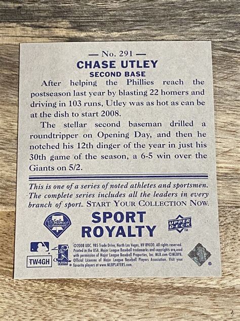 Chase Utley Upper Deck Goudey Sport Royalty Mini Blue Back Sp