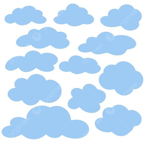 Conjunto De Dibujos Animados De Nubes Azules Clima De Plantilla