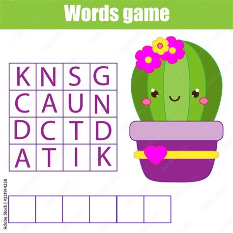 Educational Game For Children Word Search Puzzle Kids Activity