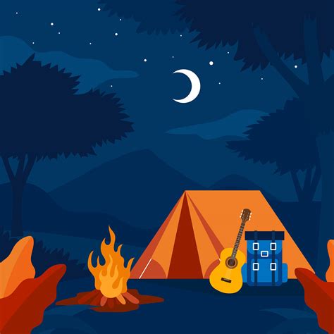 NIght Camping Holiday Vector 209096 Vector Art at Vecteezy