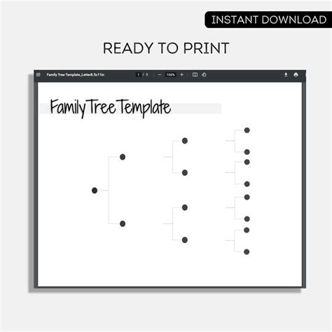 Family Tree Template Printable Family Tree Gift Pedigree - Etsy