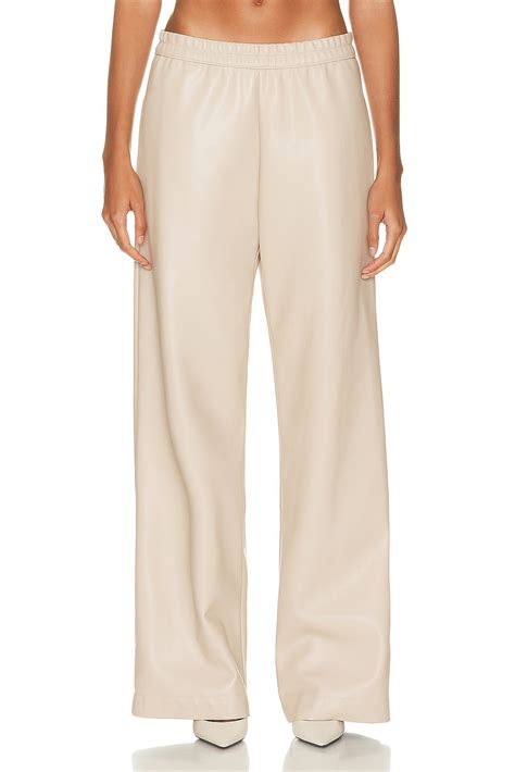 Enza Costa Soft Leather Straight Leg Pant In Khaki Fwrd