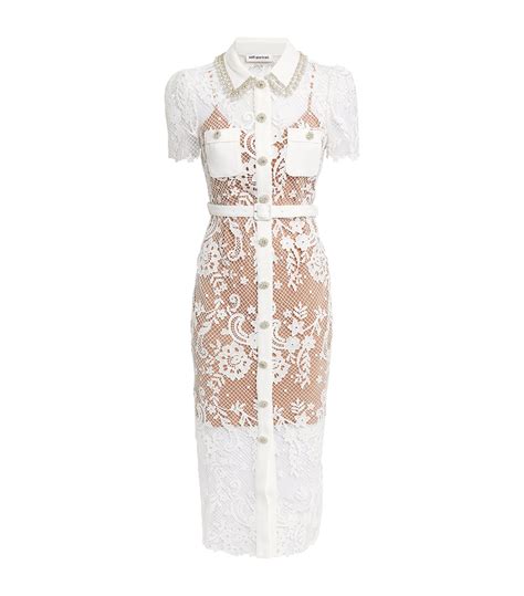 Womens Self Portrait White Lace Embellished Midi Dress Harrods Us