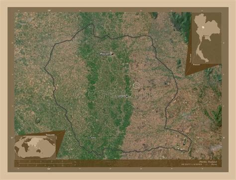 Phichit Thailand Low Res Satellite Labelled Points Of Cities Stock