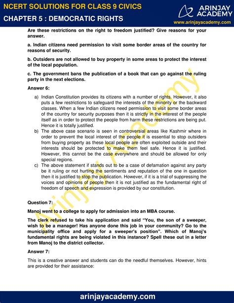 Ncert Solutions For Class Civics Chapter Democratic Rights