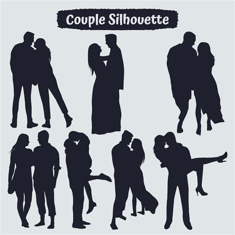 Collection De Silhouettes De Couples Romantiques Dans Différentes Poses