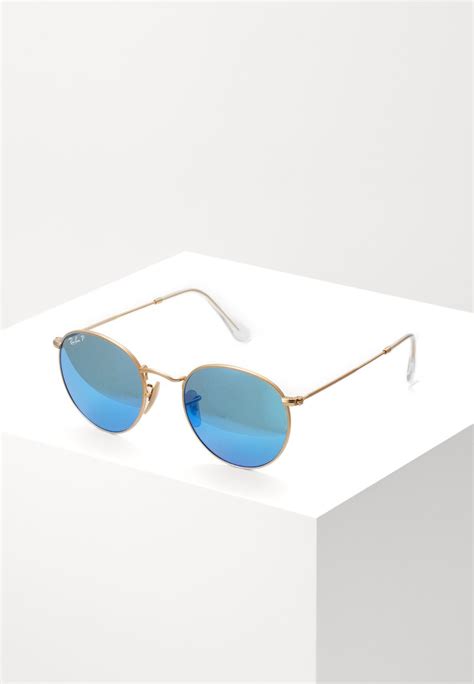 Ray Ban 0rb3447 Round Metal Zonnebril Gold Colouredblue