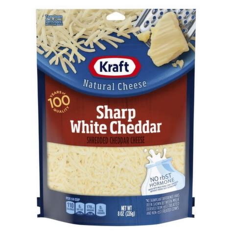 Kraft Shredded Sharp White Cheddar Natural Cheese 8 Oz The Fresh Grocer