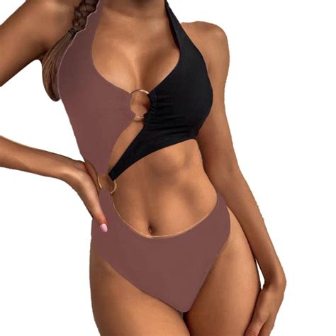 Ramiter Thong Bikini Swimsuit Women S One Piece Swimsuit High Neck