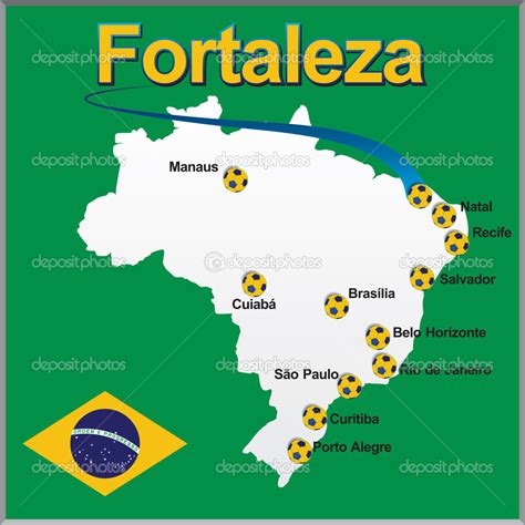 fortaleza brazil map soccer ball stock vector  dicogm