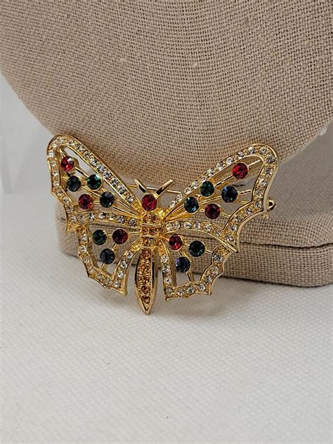 Eisenberg Ice Butterfly Pin Brooch Swarovski Rhines Gem