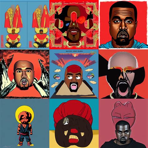 Kanye West My Beautiful Dark Twisted Fantasy Album Stable Diffusion