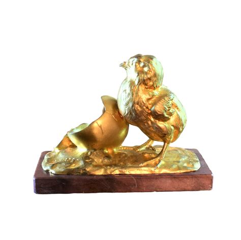 Gilt Bronze Statue Of A Chick By Georges Gardet