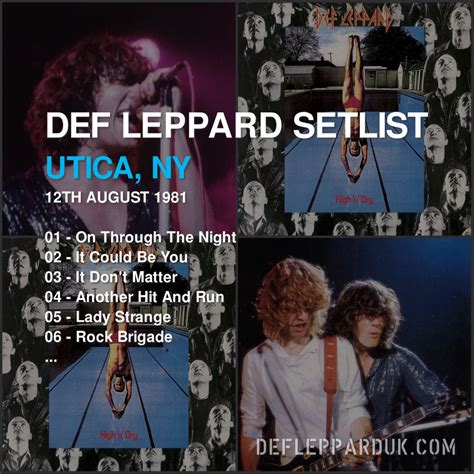 Def Leppard News On Twitter Defleppard Setlist For A Show In Utica