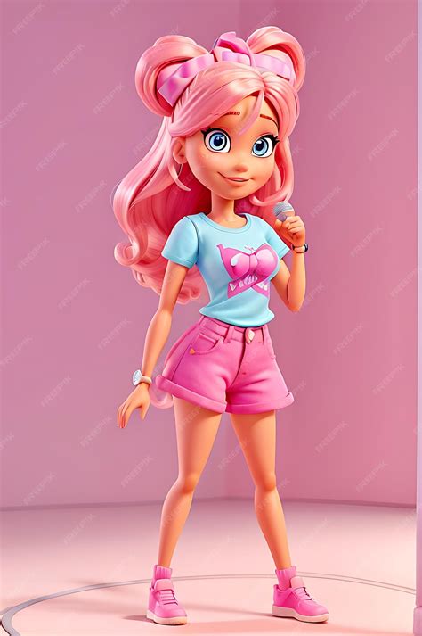 Premium Ai Image Barbie Dressed In Hip Hop Style With Pink Tshirt