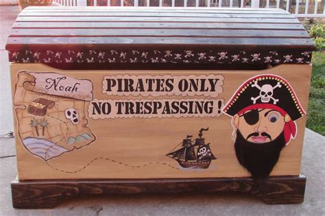 Large Hand Painted Pirate Toy Chestpirate Chest Kids Toy Etsy