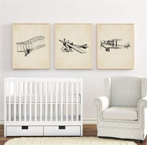 Vintage Airplane Nursery Aviation Nursery Airplane Room Airplane