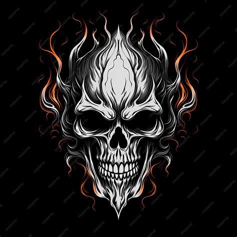 Premium AI Image | skull and fire tattoo design illustration