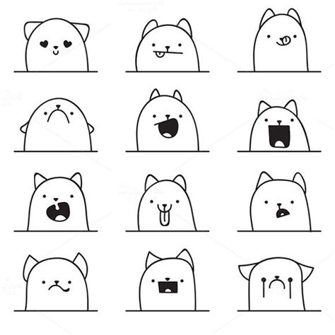 Set Of 12 Different Doodle Emotions Cute Doodles Doodle Drawings