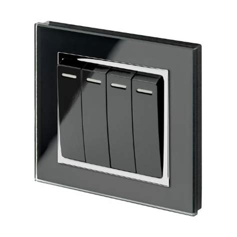 Retrotouch Crystal Ct Retractive Pulse Light Switch Gang Black Ct