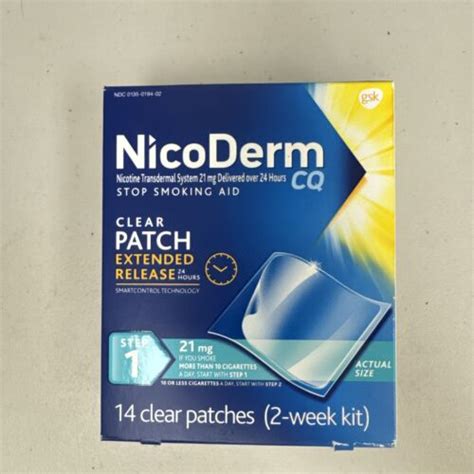 New Nicoderm CQ Nicotine Patches 2 Week Kit 14 Patches 21mg Exp