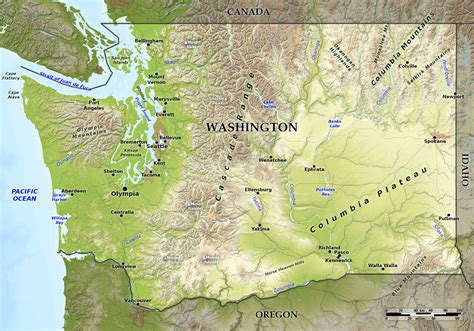 Blue Green Atlas Free Relief Map Of Usa Washington