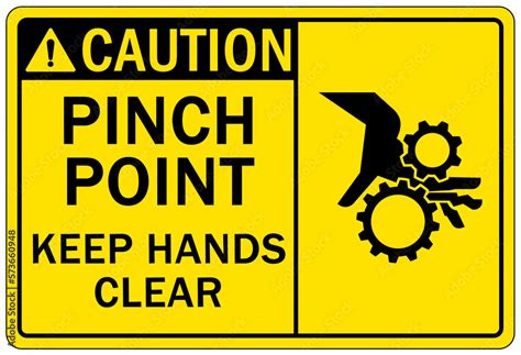 Pinch Point Hazard Sign And Labels Keep Hands Clear Stock Vector