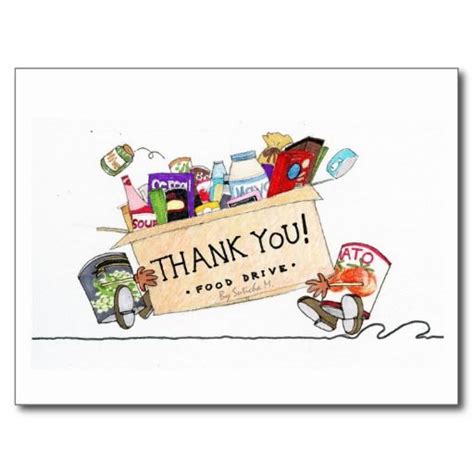 Food Drive Thank You Postcard - A Box Full of Food | Food drive, Thank ...