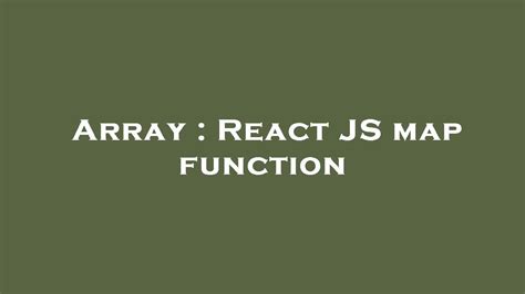 Array React Js Map Function Youtube