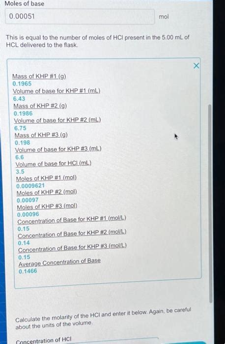 Solved This is equal to the number of moles of HCl present | Chegg.com