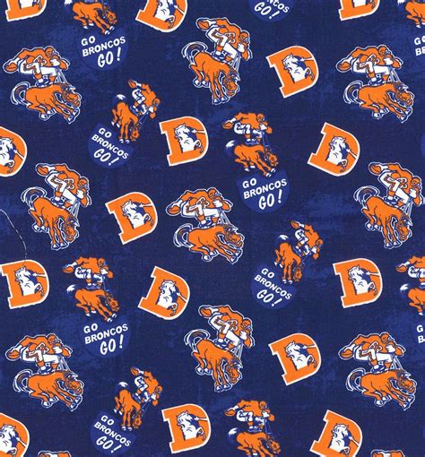 Nfl Denver Broncos Throwback Print Football 100 Cotton Fabric Etsy