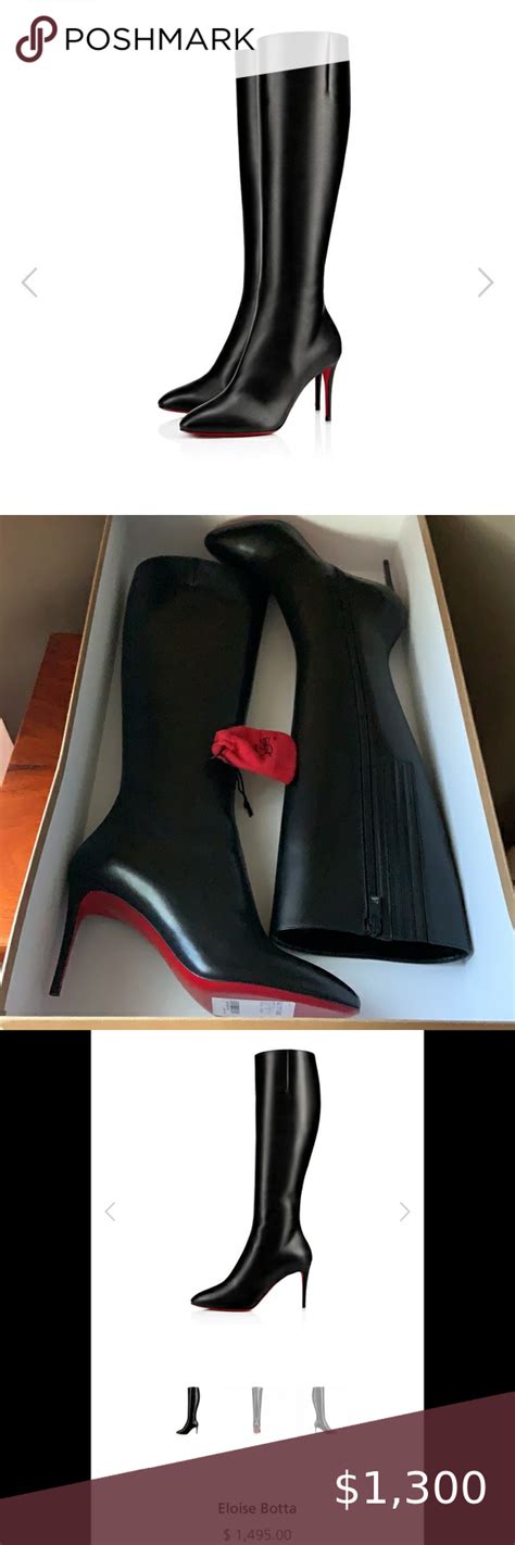 Authentic Christian Louboutin Eloise Botta Leather Knee High Boots Knee