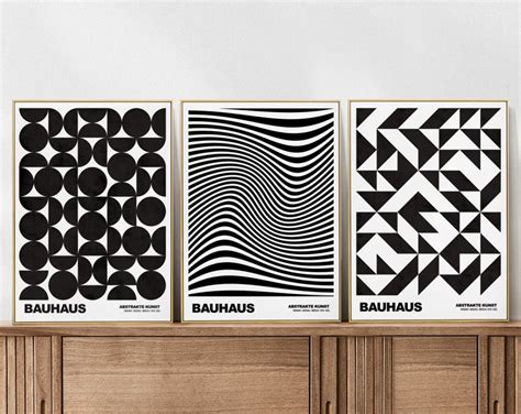 Zestaw 3 plakatów Bauhaus geometria A4 Dom DecoBazaar