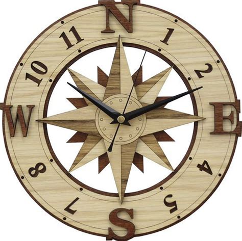 Compass Wall Clock Etsy Wall Clock Template Compass Clock Wooden Clock