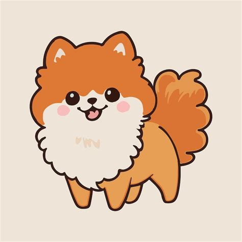 Cute Dibujos Animados Pomeranian Spitz Spitz Perro Con Una Cola