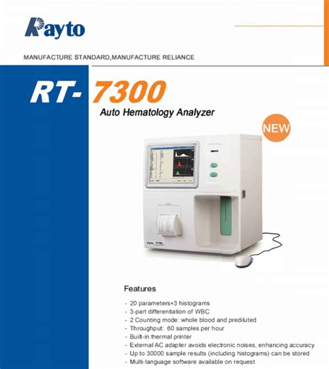 Buy Wholesale China Rayto Rt 7300 Auto 3 Parts Hematology Analyzer Cbc